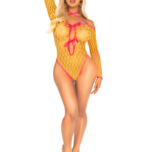 Eyelet Net Teddy with Tie