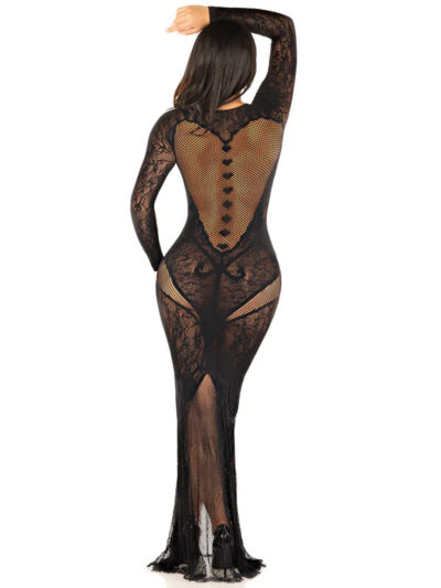 Lace & Net Body Con Gown