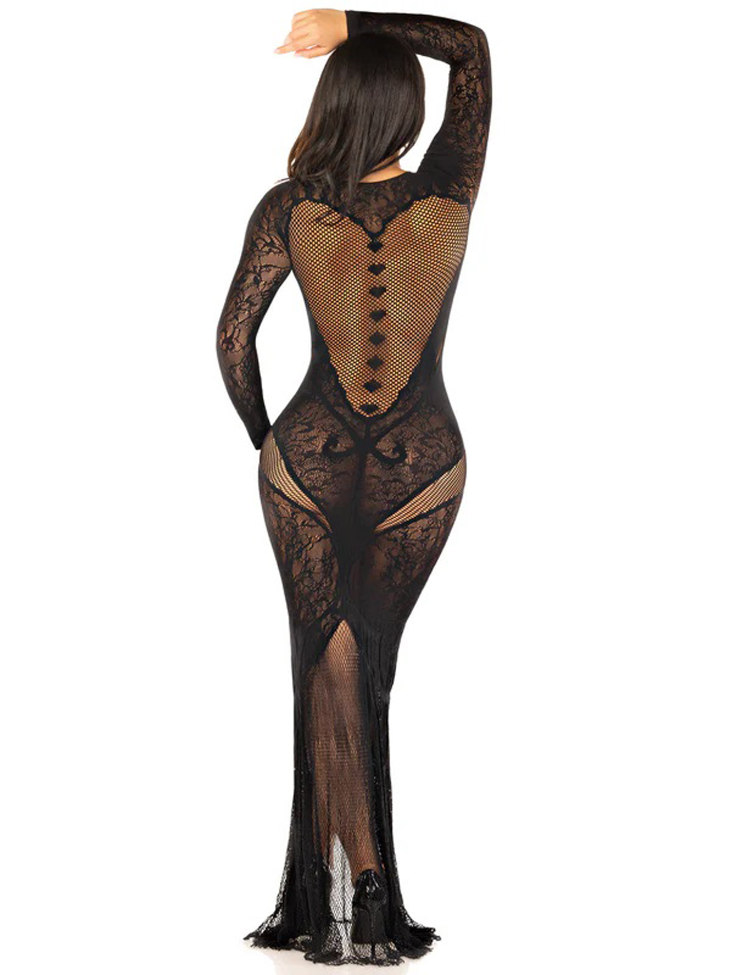 Lace & Net Body Con Gown