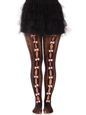 Striped Net Tights with Keyhole