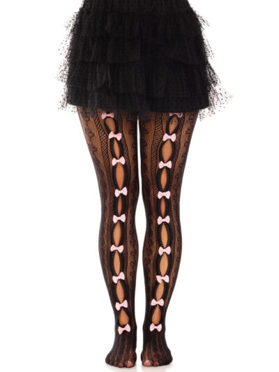 Striped Net Tights with Keyhole